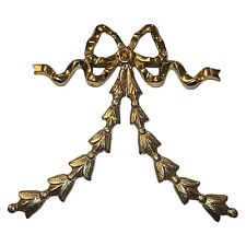 Vintage Solid Brass Hollywood  Regency Ribbon Bow Wall Art Hanging Decor picture