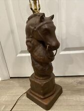 Vintage Ceramic Knight Chess Piece Horse Head Brown Table Lamp 19