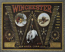 Winchester Cartridge Double W Bullet Tin Metal Advertising Sign Reproduction picture
