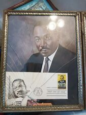 Rare Martin Luther King Jr Curt flood Signed photo With first issue stamp includ picture