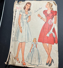 Vintage 40's Simplicity Pattern 4986 Dress Pattern Size 14 Day or Evening picture