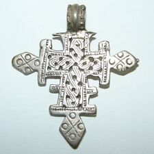 Ethiopian Cross Vintage Sterling Silver Cross Pendant Handmade 2.25