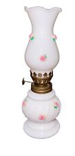 Vintage Floral Oil Lamp in Victorian Milk Glass Made in Hong Kong picture