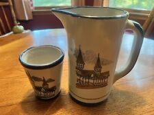 New Louisville Stoneware Churchill Downs  Pitcher And Glass Mint Juleb picture