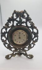 Antique Black Forest Cast Iron Shelf Mantle Alarm Clock 9