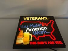 Vintage Budweiser Lighted Sign | VETERANS You Make America Work | Anheuser Busch picture