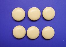 6 REPLACEMENT BUTTONS MADE IN USA FOR VINTAGE OUTFITS 15 MM, SOFT BEIGE LEATHER picture