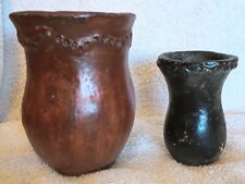 Two Vintage Traditional Navajo Pine Pitch Pots Pottery picture