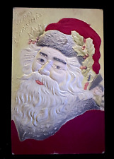 Red Robe SILK Santa Claus~1908 Antique Airbrushed~Christmas Postcard~h655 picture