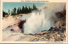 Steamboat Geyser-Norris Geyser Basin-Yellowstone National Park-WY-Linen Postcard picture
