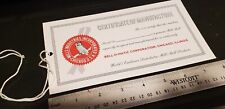 NOS MILLS ANTIQUE SLOT MACHINE CERTIFICATE OF MANUFACTURE BELL-O-MATIC TAG picture