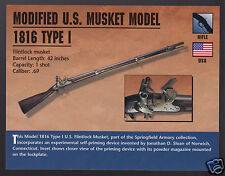 MODIFIED U.S. MUSKET MODEL 1816 TYPE I Harpers Ferry M1816 Gun ATLAS PHOTO CARD picture