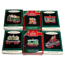 Hallmark Keepsake Miniature Christmas Ornament Lot of 6 Train Railroad Cars picture