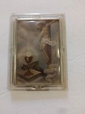 Very Old Jesus On Cross Picture Card In Tiny Frame Vintage picture