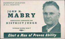 JOHN MABRY DISTRICT JUDGE DEMOCRATIC HUERFANO COUNTY 1950s POLITICAL CARD W/ BIO picture