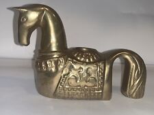 VINTAGE TROJAN HORSE SOLID BRASS CANDLE HOLDER MID CENTURY MODERN 1960'S picture