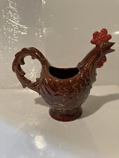 Vtg HAEGER POTTERY Rooster Hen Chicken Pitcher Brown Red Glazed  picture