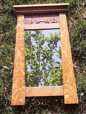 Excellent Tiger Oak Mission Arts Crafts Wall Mirror Frame W/ Celluloid King Tut picture