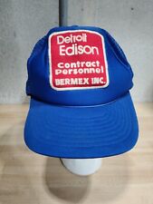 Detroit Edison Hat Contract Personnel Bermex Inc Blue Trucker Mesh Snapback VTG  picture