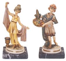 2 Fontanini Simonelli Depose Grecian Figurines, Carrara Marble Bases, 8.25” High picture