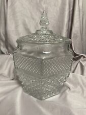Vintage Anchor Hocking Clear Glass Cookie Jar & Lid Wexford Pattern picture