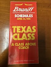 Braniff Airlines Timetable Schedule Texas Class A Class Above Coach - April 1982 picture