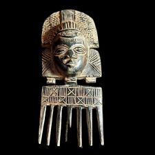 African Tribal Art Wooden Carved African Comb Antique Hair Pick Benin Male-9736 picture