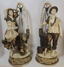 Vintage French Moreau style Spelter Figural Lamps Stamped Collection Francaise picture