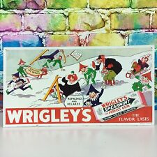 Wrigley's Spearmint Gum Old Tin Sign Advertising Elves Winter Snow AAA Sign Co. picture