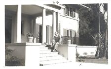 Man On Steps Real Photo Post Card RPPC 1940s House Home ANSCO Unposted picture
