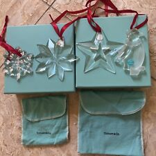 Tiffany & Co. Christmas Ornament Glass Snowflakes,Star, Penguin Lot w/ Box RARE picture