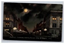 Postcard Racine Wisconsin Main Street at Night picture