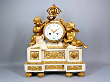 TIMELESS ELEGANCE: ANTIQUE BRONZE AND MARBLE TABLE/MANTEL/SHELF CLOCK picture