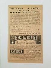 1876 New York City Print Advertisement Munn & Co Scientific American Newspaper picture