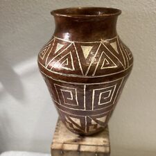Vintage Copper Vase Native American motif engraved silver picture