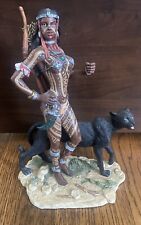 Veronese 2002 Figure Native American Indian Archer Warrior w/ Black Panther picture