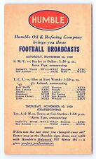 Postcard Humble Oil 1939 College Football Radio Broadcasts TCU Baylor Rice Etc.. picture