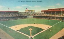 Detroit MI Briggs Stadium Tigers MLB Baseball Curt Teich Linen Postcard 1943 picture