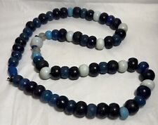 Antique Dutch Glass Dogon Beards - Strand of 68 Beads 30 Cobalt Blue 38 Mixed picture