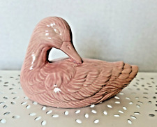 small hand painted ceramic duck figurine vintage pink signed picture