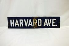 Vintage Harvard Enamel Street Sign Blue Highland Park Dallas Texas 24