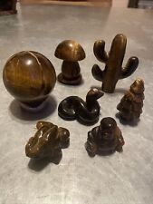 Lot Of Tigers eye Figurines 8 Total. Precious Stones Gems Mineralsl picture