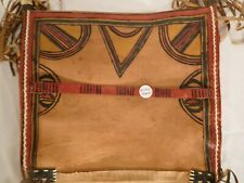 Parfleche Rare Native American Northern Plains Painted Rawhide Bag Many Tassles picture