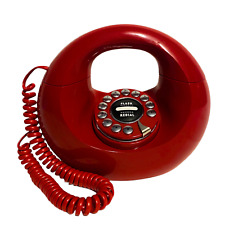 1970 HANDBAG PHONE Vintage Retro Pushbutton Donut Telephone RED 