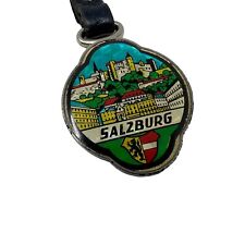 Vintage Salzburg Austria Key Chain Silver Tone and Leather Souvenir picture