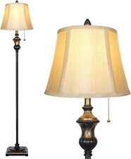 Traditional Floor Lamp, Classic Standing Lamp with Bronze Fabric Shade, Vintage picture
