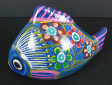 Talavera FISH Mexican Folk Art Figurine VTG Pottery Isidoro Hand Painted picture