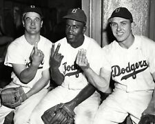 GENE HERMANSKI, JACKIE ROBINSON & GIL HODGES DODGERS 1949 - 8X10 PHOTO (AB-381) picture