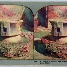 c1900s Pompeii, Italy Bakers House Stone Grinding Mill Stereo Litho Photo V26 picture
