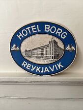 Vtg Antique 1930s HOTEL BORG REYKJAVIK ICELAND Luggage Baggage Graphic LABEL picture